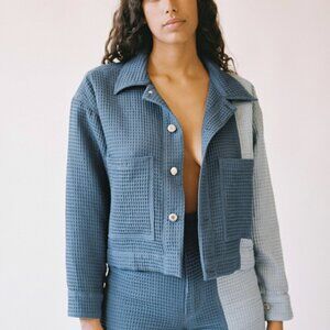 DAISY MINI WAFFLE JACKET / TWO TONE - Blue